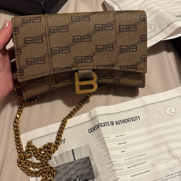 Authentic Balenciaga Brown Monogram B-Logo Chain Crossbody Bag - Picture 8 of 8